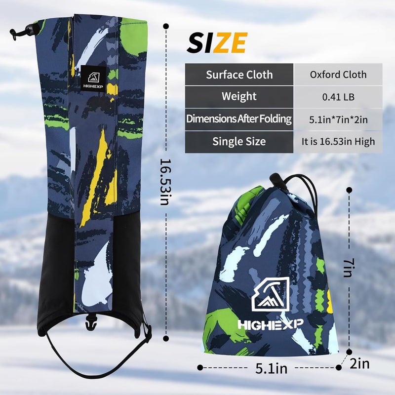 HIGH EXPERIENCE Store Leg Gaiters 100% Waterproof Adjustable Shoe Snow Boot Guard Gators for Hiking Shoe Cover Hunting Snowshoeing Climbing Walking for Women Men - Image 2
